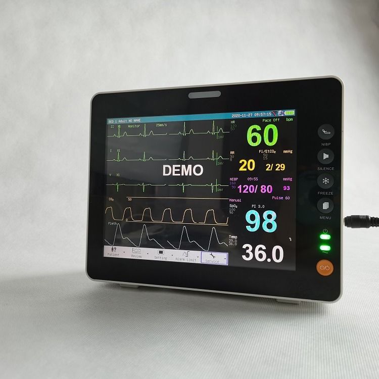 8 pulgadas duradero de primeros auxilios de signos vitales ETCO2 DIBP signos vitales de monitor de corazón