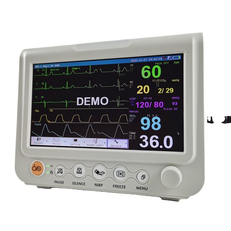 Monitor de signos vitales portátil inalámbrico de pantalla táctil de seis parámetros de 7 pulgadas, duradero