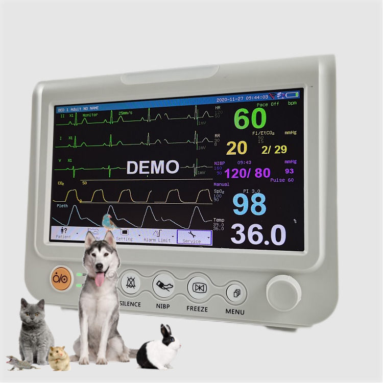 Monitoreo de signos vitales de 7 pulgadas de larga duración Monitoreo multiparámetro Monitoreo de signos vitales veterinario