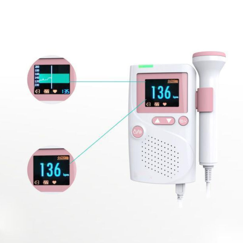 Cardiología de sonido de alta fidelidad por ultrasonido médico impermeable CE Ultrasonido Monitor cardíaco portátil para bebés y fetos Doppler fetal latido del corazón